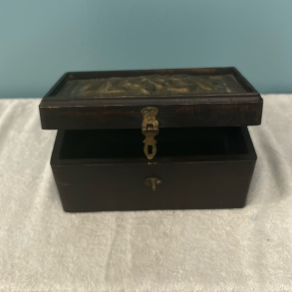 Vintage wooden lock box
